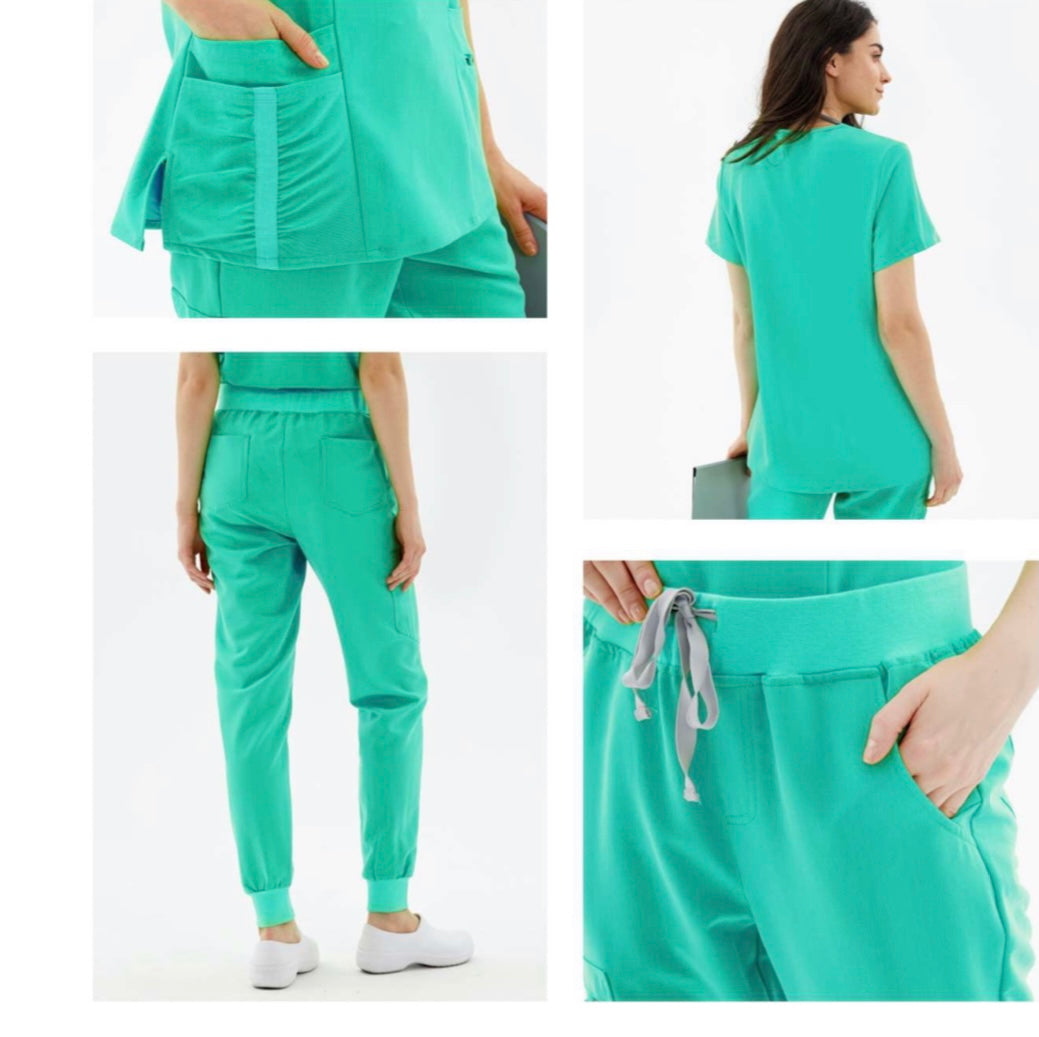 The Chaku Company Teal Jogger Scrub Set