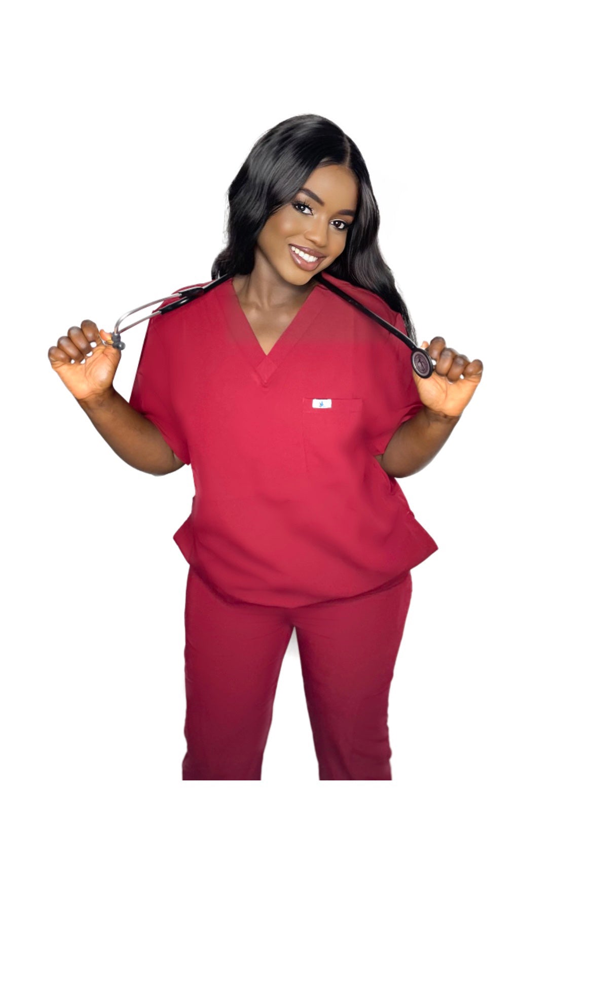 The Chaku Company Burgundy Straight Cut Scrub Set