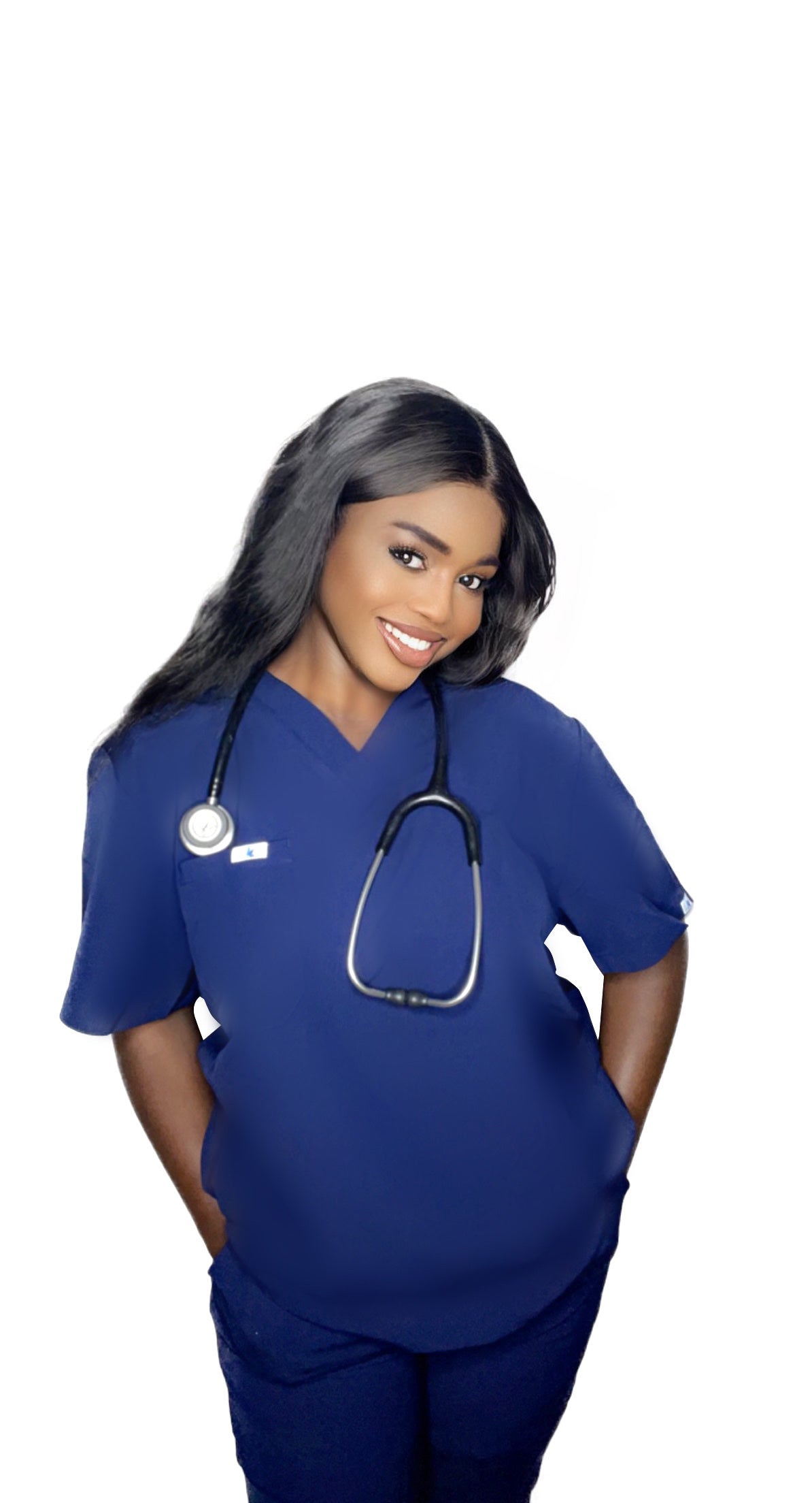 The Chaku Company Navy Blue Straight Cut Scrub Set